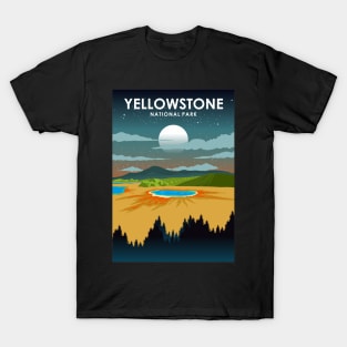 Yellowstone National Park Night Sky Stars Travel Poster T-Shirt